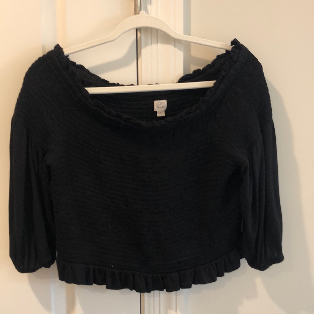 Loft beach off the shoulder black shirt